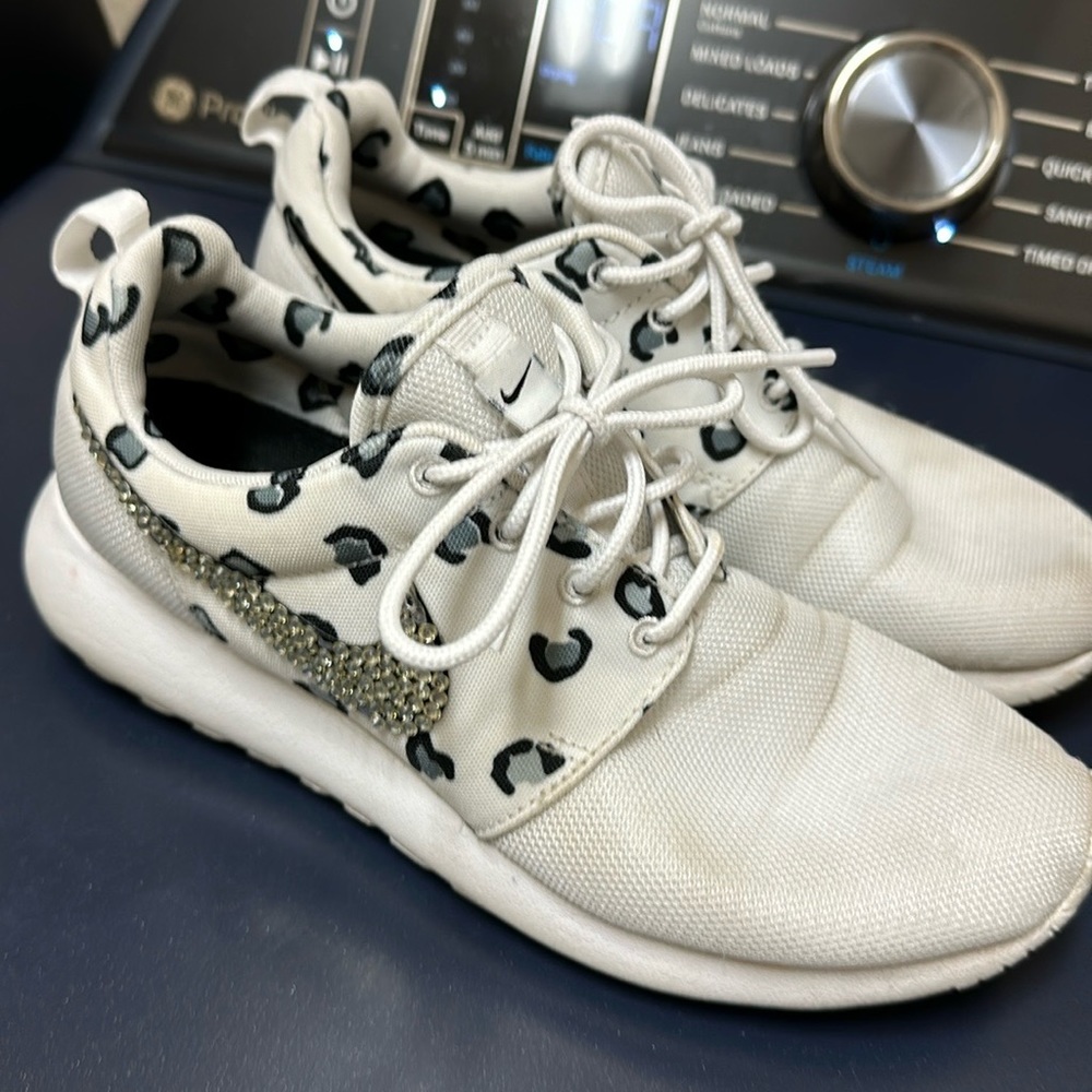 Custom rhinestone swoosh Nike sneakers